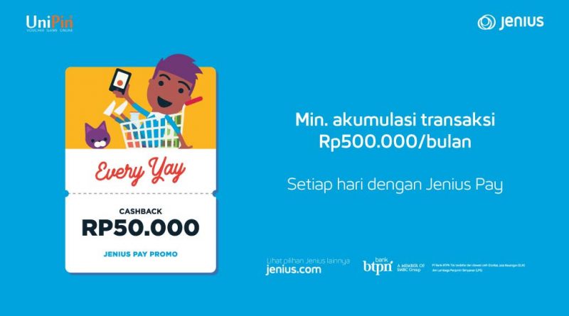 Everyay Cashback Rp 50.000 Top Up With Jenius Pay