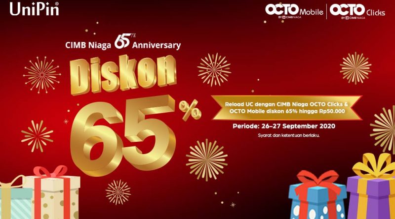 Diskon 65% hingga Rp50.000 Top Up UC dengan CIMB Niaga OCTO Clicks atau QR OCTO Mobile