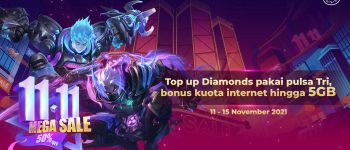 Top Up Diamonds Pakai Pulsa Tri, Bonus Kuota Internet Hingga 5GB!