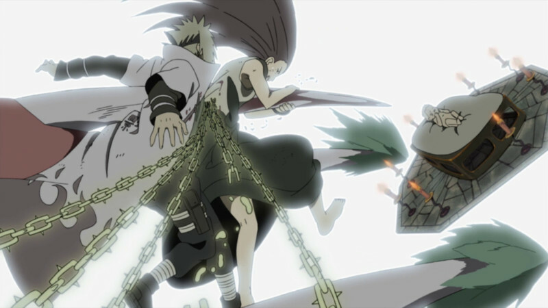 Minato dan Kushina ditusuk Kyuubi sehingga menjadi karakter anime yang berbentuk donat