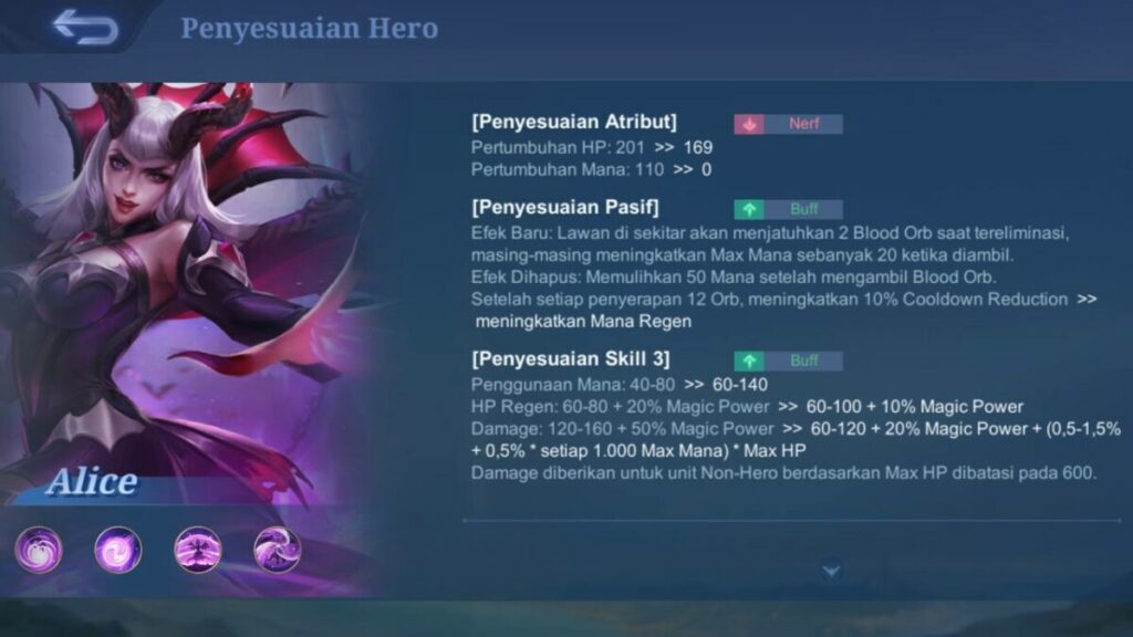 alice nerf hero season 26 mlbb