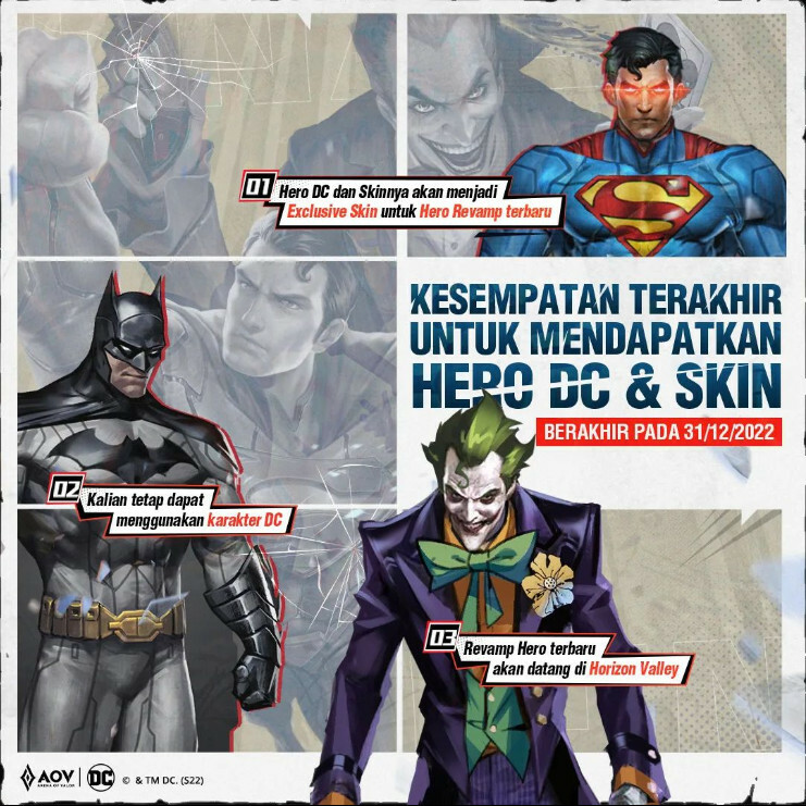 DC Pamit dari AoV, Hero Kolaborasi Tak Lagi Tersedia di Store | News+ on  RCTI+