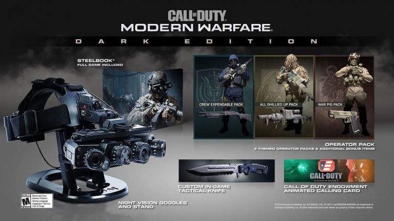 Call Of Duty Modern Warfare Dark Edition To Include Functional Night Vision Goggles Up Station Malaysia - night vision goggles roblox