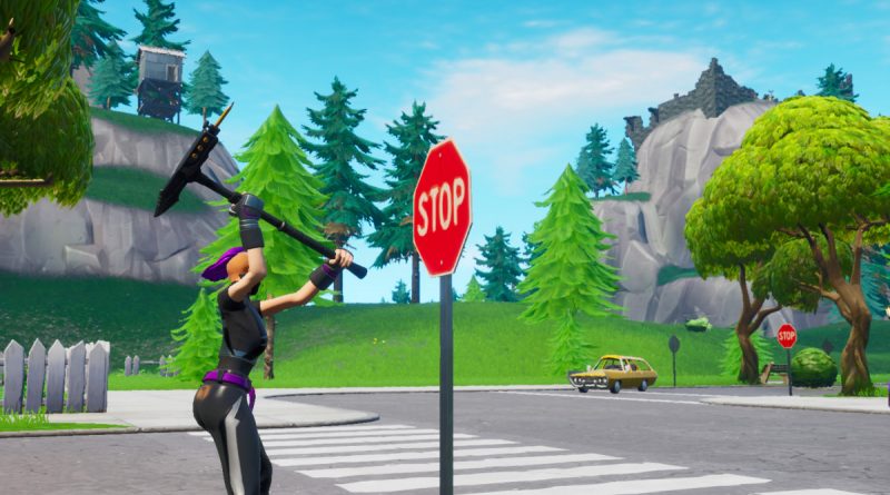 Fortnite Destroy Stop Signs With The Catalyst Outfit Guide Up Station Malaysia - stop sign axe roblox