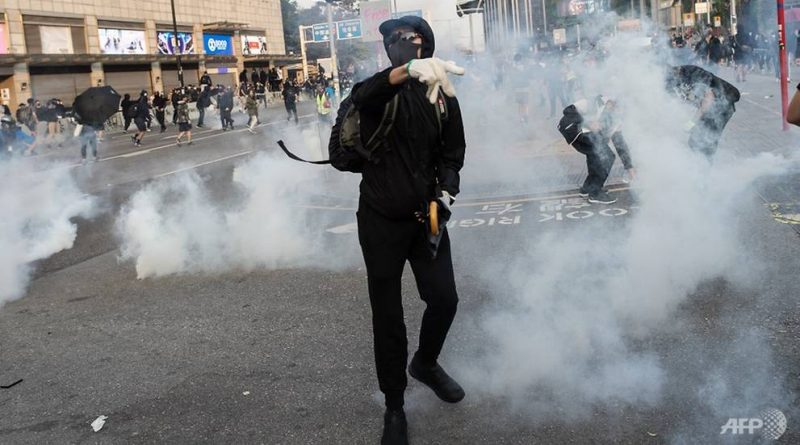 Police Fire Tear Gas At Hong Kong Protesters After March To Thank Us President Donald Trump Up Station Singapore - hong kong police officer roblox