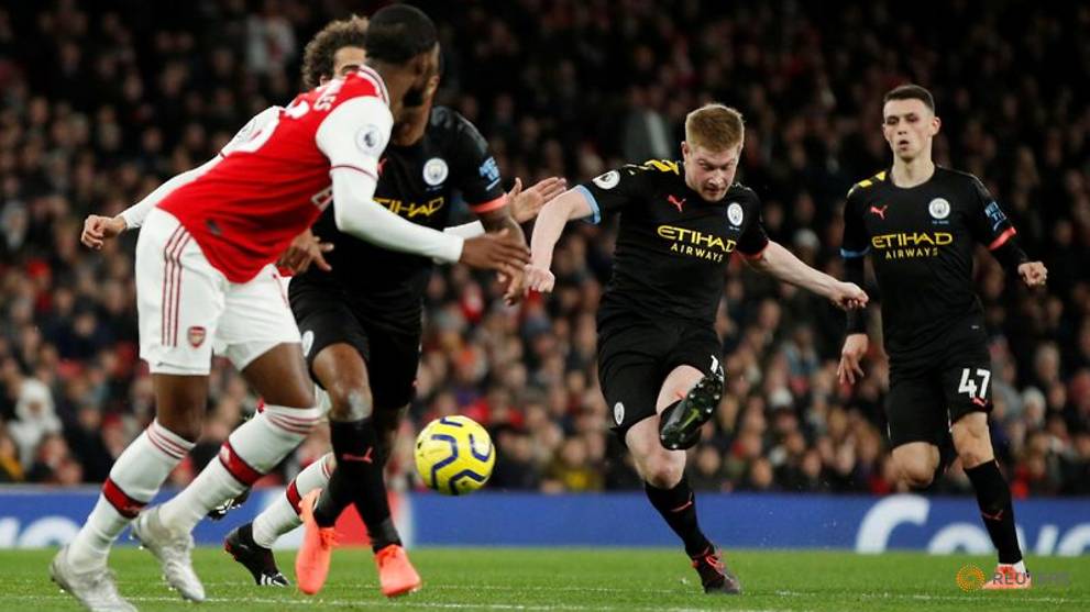 Football Man City Crush Arsenal With De Bruyne S Masterclass Up Station Singapore - arsenal fc match pitch roblox